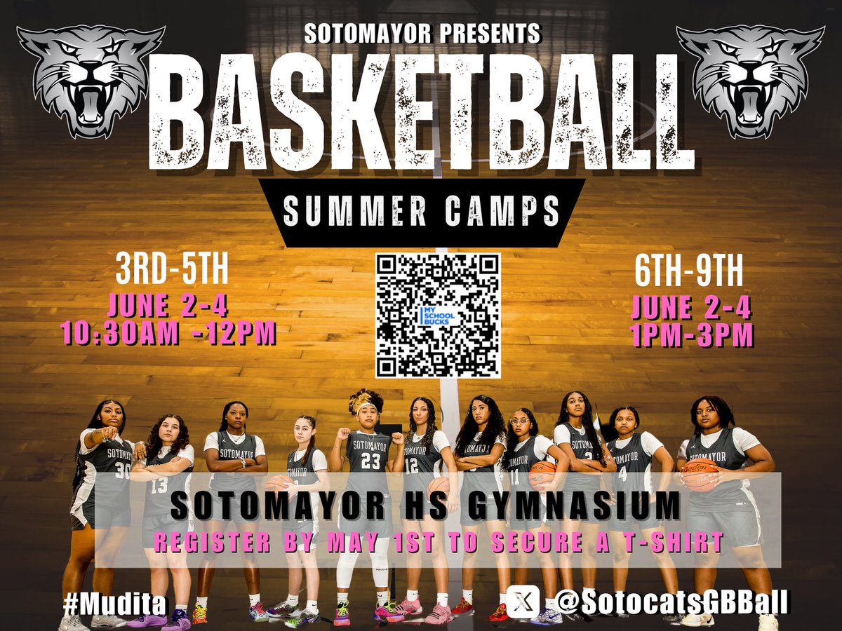 SOTOCATSGirlsHoops (@sotocatsgbball) on Twitter photo It’s almost summertime!!! And you know what that means!!! Camp time!!! Get signed up Wildcats!! <a href="/NISDFolks/">Dr. John Folks MS</a> <a href="/NISDJefferson/">Jefferson Middle School</a> <a href="/WildcatsDen_SA/">Sotomayor Wildcats Den</a> <a href="/NISDSotomayor/">Sotomayor High School</a> It’s almost summertime!!! And you know what that means!!! Camp time!!! Get signed up Wildcats!! <a href="/NISDFolks/">Dr. John Folks MS</a> <a href="/NISDJefferson/">Jefferson Middle School</a> <a href="/WildcatsDen_SA/">Sotomayor Wildcats Den</a> <a href="/NISDSotomayor/">Sotomayor High School</a>