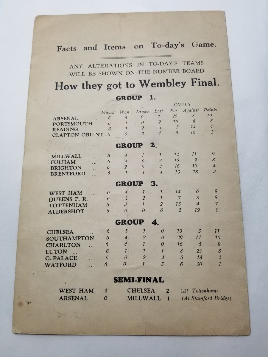 MillwallMuseum's tweet photo. League cup final (South) Chelsea Vs Millwall at Wembley stadium, Saturday April 7th 1945. With Chelsea winning 2-0. This is a pirated programme sold on the day and possibly rarer than an official copy #MillwallMuseum ๐๐ฆ https://t.co/JXRDZamnm6