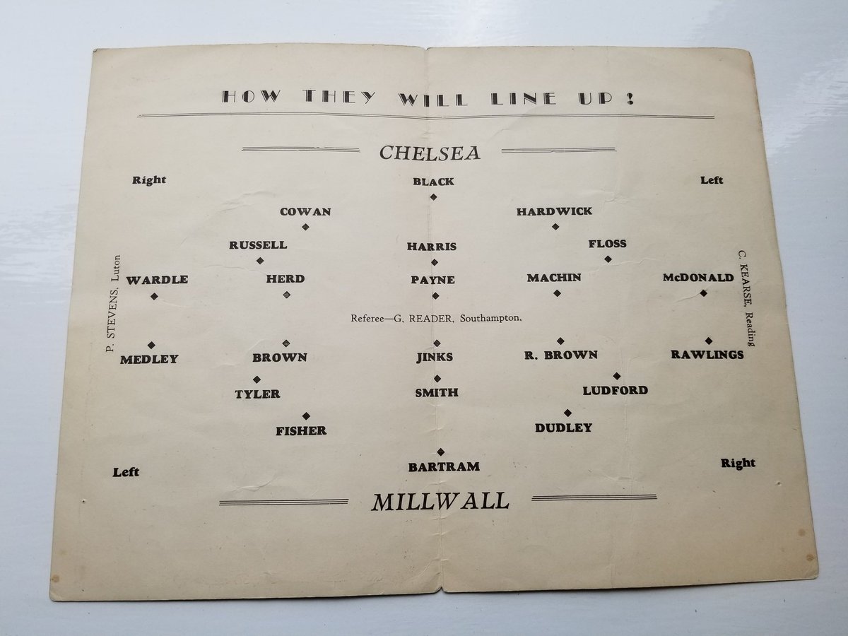 MillwallMuseum's tweet photo. League cup final (South) Chelsea Vs Millwall at Wembley stadium, Saturday April 7th 1945. With Chelsea winning 2-0. This is a pirated programme sold on the day and possibly rarer than an official copy #MillwallMuseum ๐๐ฆ https://t.co/JXRDZamnm6