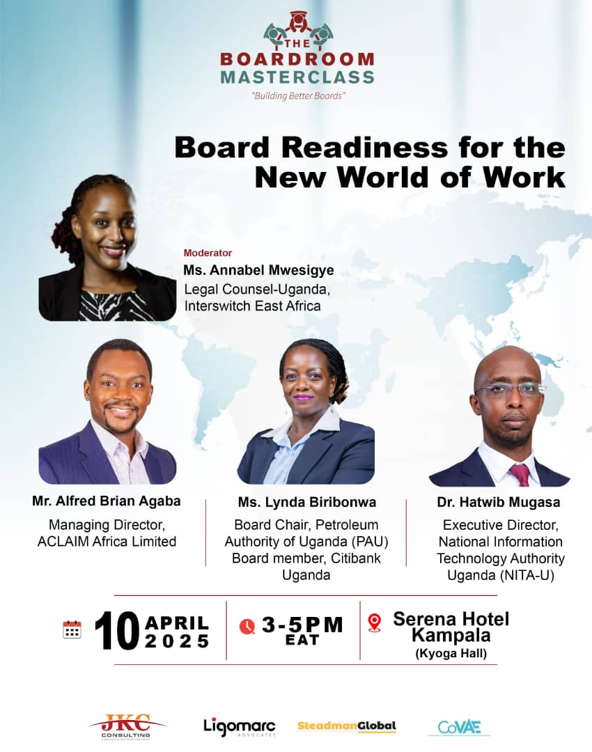 NITA-Uganda (@nitauganda1) on Twitter photo Join us tomorrow- Thursday, April 10, 2025, for the Boardroom Masterclass โ 2025 Edition featuring our Executive Director, <a href="/NITAUgandaED/">Dr. Hatwib Mugasa</a>.
Moderated by <a href="/AnnabelMwesigye/">Annabel๐๐</a>. He will be sharing alongside Alfred Brian Agaba and Lynda Baribonwa.
<a href="/NITAUgandaED/">Dr. Hatwib Mugasa</a> will explore how boards Join us tomorrow- Thursday, April 10, 2025, for the Boardroom Masterclass โ 2025 Edition featuring our Executive Director, <a href="/NITAUgandaED/">Dr. Hatwib Mugasa</a>.
Moderated by <a href="/AnnabelMwesigye/">Annabel๐๐</a>. He will be sharing alongside Alfred Brian Agaba and Lynda Baribonwa.
<a href="/NITAUgandaED/">Dr. Hatwib Mugasa</a> will explore how boards