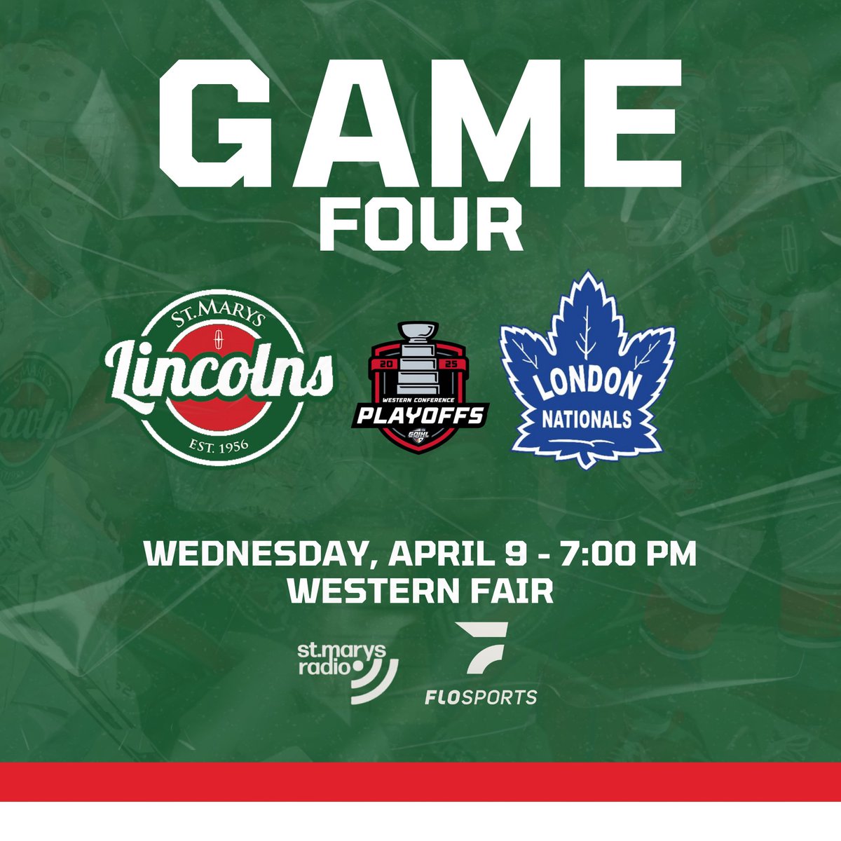 stmlincolns's tweet photo. GAME DAY - Lincs head to London for Game Four of the Western Conference Semi Final! If you can’t make the trip, be sure to listen live with @SaintMarysRadio #GoLincsGo https://t.co/Wz7bDcqpEi