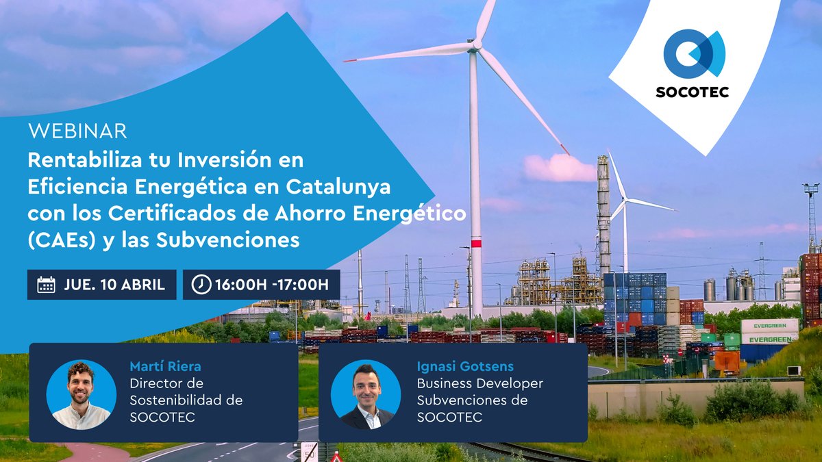 Catenara (@somcatenara) on Twitter photo Webinar exclusiu de <a href="/socotecspain/">SOCOTEC Spain</a> , associat de Catenara, sobre com rentabilitzar la inversió en eficiència energètica amb Certificats Estalvi Energètic i les subvencions disponibles a Catalunya.
🗓️ 10 d'abril de 16:00 a 17:00h
👉 Inscripció aquí: us06web.zoom.us/webinar/regist… Webinar exclusiu de <a href="/socotecspain/">SOCOTEC Spain</a> , associat de Catenara, sobre com rentabilitzar la inversió en eficiència energètica amb Certificats Estalvi Energètic i les subvencions disponibles a Catalunya.
🗓️ 10 d'abril de 16:00 a 17:00h
👉 Inscripció aquí: us06web.zoom.us/webinar/regist…