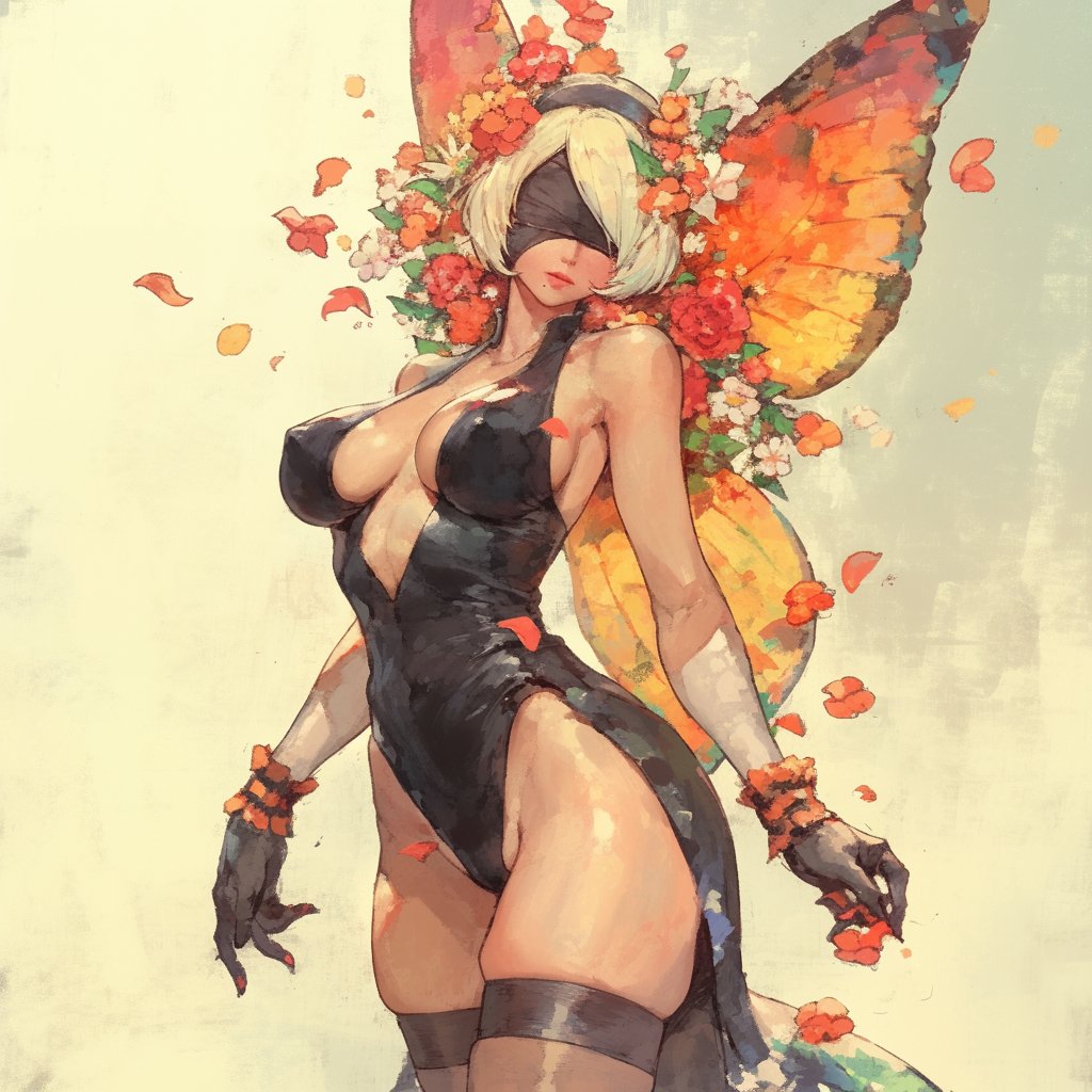 CL10000x's tweet photo. 2B flies like a butterfly. #NieRAutomata #NieR #2B #fanart https://t.co/cDi3daW8Jx