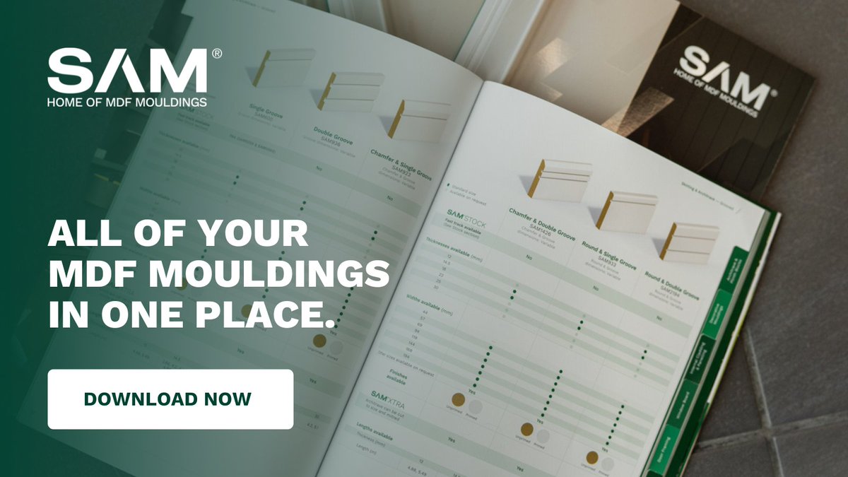 📘 Your go-to guide for MDF mouldings is here!

Explore 6,000+ profiles, from skirting to soffit, plus a quick-delivery stock list.

📥 Download the SAM Catalogue now:
🔗 ow.ly/jL7N50VxnMZ

#MDFMouldings #SAMMouldings