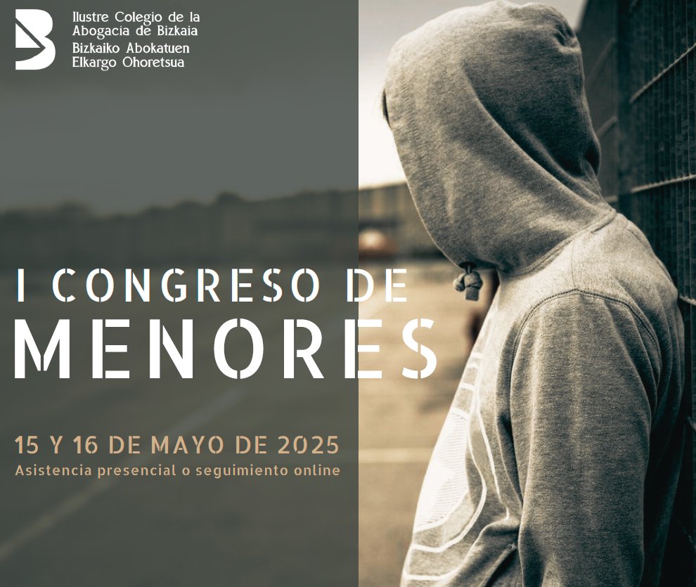 Abogacía Española (@abogacia_es) on Twitter photo 📢 Los días 15 y 16 de mayo, el <a href="/icabizkaia/">Ilustre Colegio de la Abogacía de Bizkaia</a> acoge el I Congreso de Menores, un encuentro multidisciplinar sobre protección, justicia juvenil y retos actuales en la atención a menores.
👩⚖️👮♂️👩⚕️👨🏫
💻 Presencial u online.
🔗 + info e inscripciones⤵️
abogacia.es/actualidad/age… 📢 Los días 15 y 16 de mayo, el <a href="/icabizkaia/">Ilustre Colegio de la Abogacía de Bizkaia</a> acoge el I Congreso de Menores, un encuentro multidisciplinar sobre protección, justicia juvenil y retos actuales en la atención a menores.
👩⚖️👮♂️👩⚕️👨🏫
💻 Presencial u online.
🔗 + info e inscripciones⤵️
abogacia.es/actualidad/age…