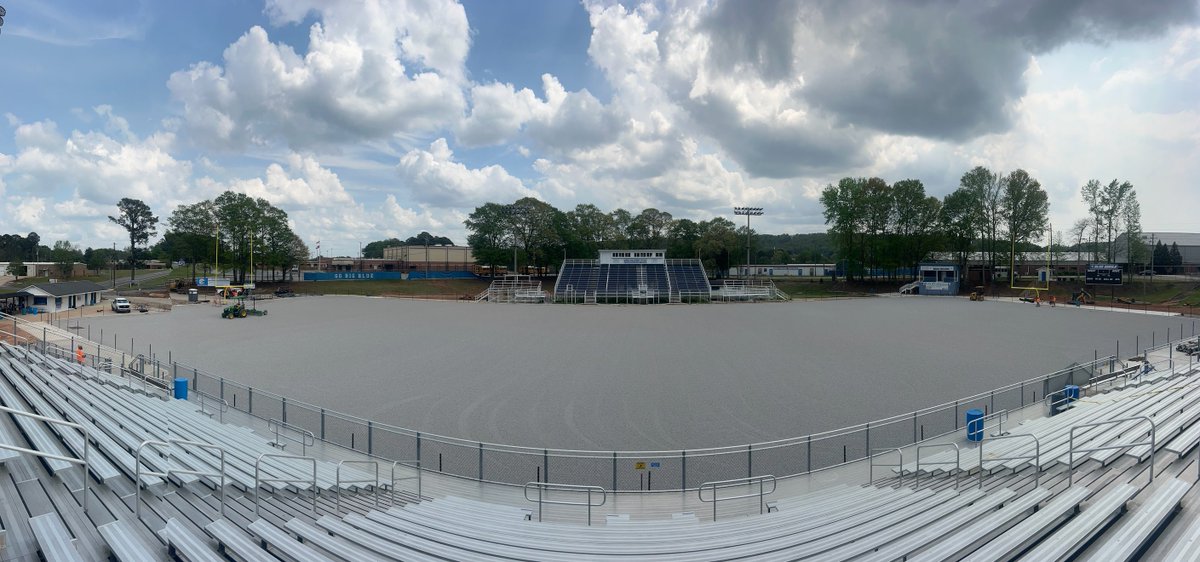 Manchester High School's stadium renovation is nearing completion as turf installation begins soon for the Blue Devils.