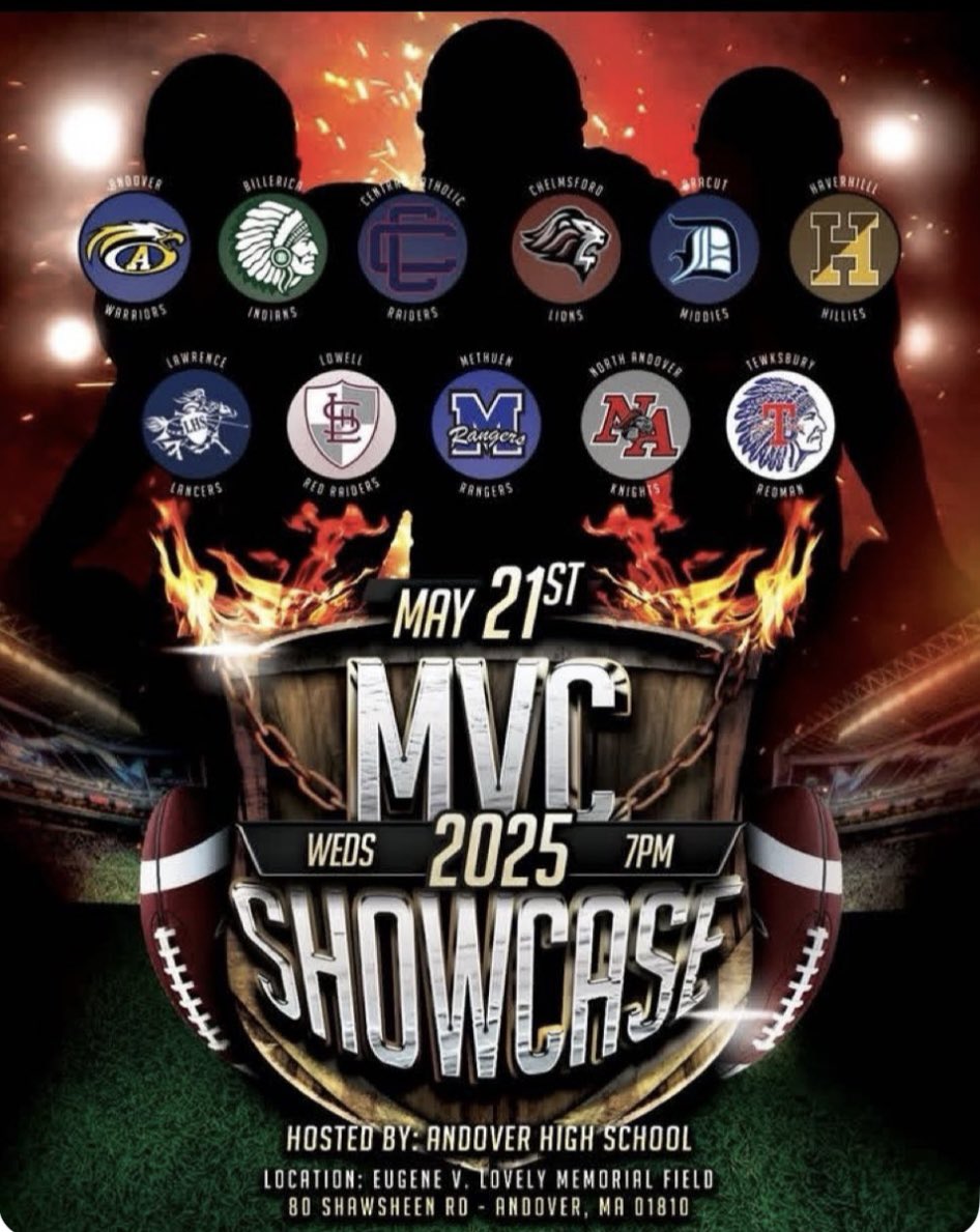 Elie Bou-Chaaya (@frgelie) on Twitter photo locked in for the MVC College Showcase on 5/21 at 7pm at Andover High School Can’t wait to represent the MVC and compete!
@duganryan8 @methuenhighad <a href="/methuensports/">Methuen High School Athletics</a>
@coachfielding @tmhs_athletics @bmhs_athletics
@coachmartinesa @ne6fb_recruits
@ne6_FBrecruits
<a href="/newftbj/">New England Football Journal ® 🏈</a> locked in for the MVC College Showcase on 5/21 at 7pm at Andover High School Can’t wait to represent the MVC and compete!
@duganryan8 @methuenhighad <a href="/methuensports/">Methuen High School Athletics</a>
@coachfielding @tmhs_athletics @bmhs_athletics
@coachmartinesa @ne6fb_recruits
@ne6_FBrecruits
<a href="/newftbj/">New England Football Journal ® 🏈</a>
