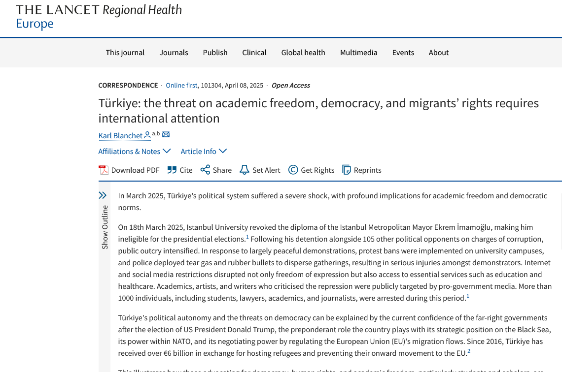 Prof Karl Blanchet (@blanchetkarl) on Twitter photo My commentary in <a href="/LancetRH_Europe/">The Lancet Reg Health-Europe</a> : "EU States now face a moral choice: continue outsourcing their humanitarian responsibilities vis-ร -vis refugees to autocratic Turkiye, or defend human rights."
<a href="/Hum_StudiesGVA/">Geneva Centre of Humanitarian Studies</a> <a href="/UNIGEnews/">Universitรฉ de Genรจve</a>
thelancet.com/journals/lanepโฆ My commentary in <a href="/LancetRH_Europe/">The Lancet Reg Health-Europe</a> : "EU States now face a moral choice: continue outsourcing their humanitarian responsibilities vis-ร -vis refugees to autocratic Turkiye, or defend human rights."
<a href="/Hum_StudiesGVA/">Geneva Centre of Humanitarian Studies</a> <a href="/UNIGEnews/">Universitรฉ de Genรจve</a>
thelancet.com/journals/lanepโฆ