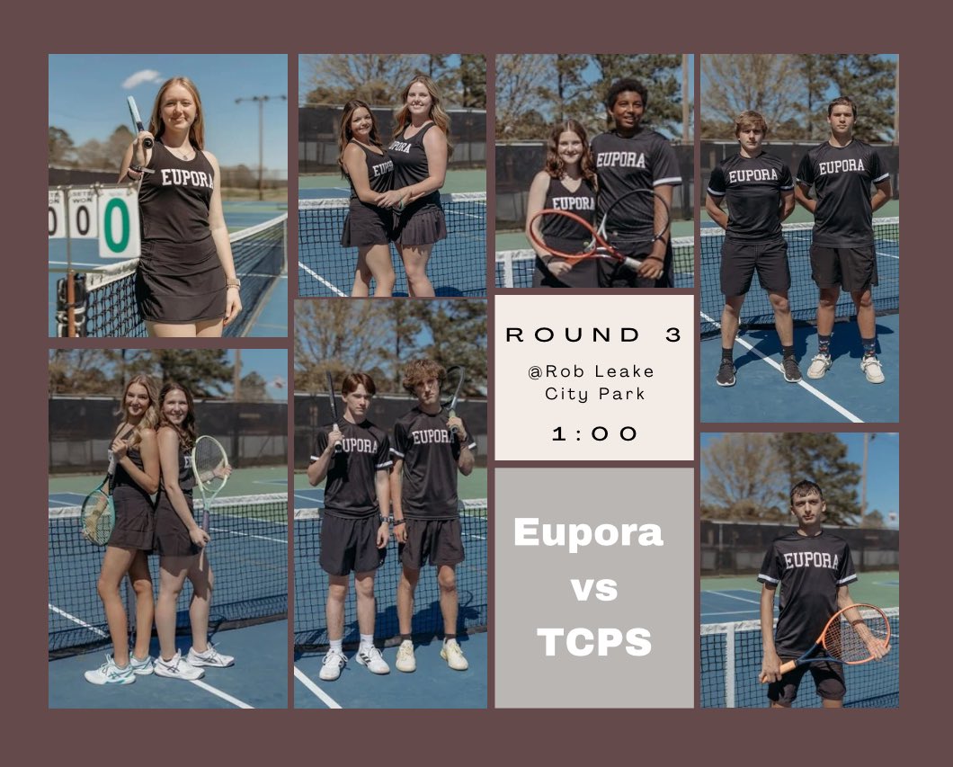 EuporaTennis's tweet photo. The Eagles will travel to Tupelo today for Round 3 vs TCPS. Play starts at 1:00! ❤️🦅🎾 #eagletennis #comeonnn #roundthree https://t.co/AilY8mPTU9