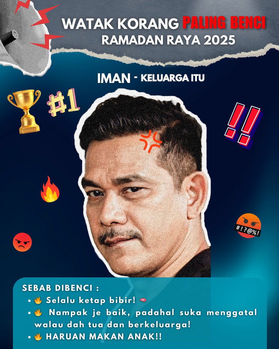 🔥 Ini dia… 👑 JUARA WATAK PALING DIBENCI RAMADAN RAYA 2025! Pilihan korang, hasil undian peminat setia Drama Sangat! Siapa lagi kalau bukan — IMAN!🔥

Dah memang confirm korang memang naik hangin je tengok muka Iman tak beriman ni kan! Nak lagi geram kena la tengok #KeluargaItu