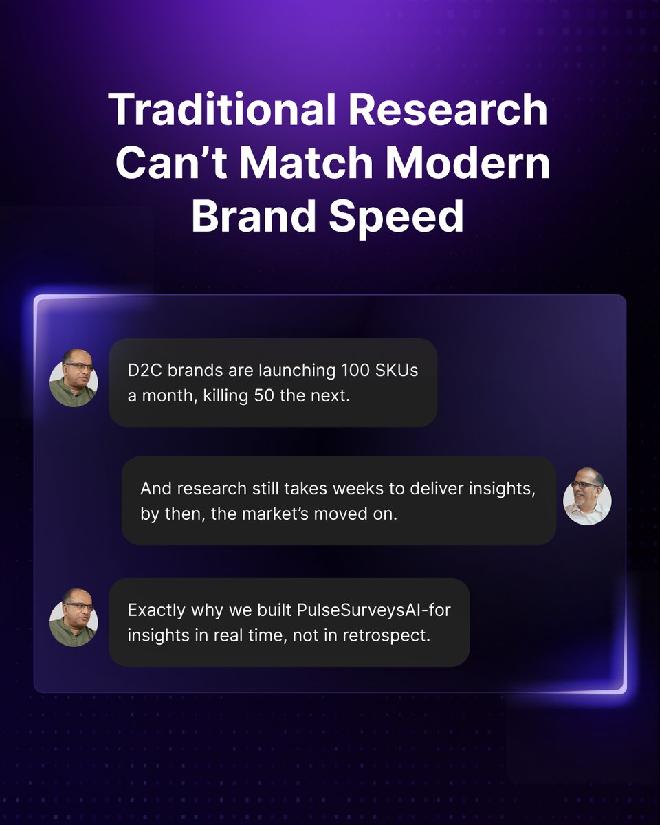 PulseSurveysAI's tweet photo. The Pulse Shift – Revolutionizing Insights in 10 Minutes! Say goodbye to slow research &amp; hello to real-time, AI-powered insights. 

Fast. Easy. Powerful.

Experience it: https://t.co/vM2ZEZJrPA
Tune in to the podcast: [https://t.co/CcKfkUuZOI]

#ConsumerInsights #Marketing https://t.co/PwSqJCf6zs