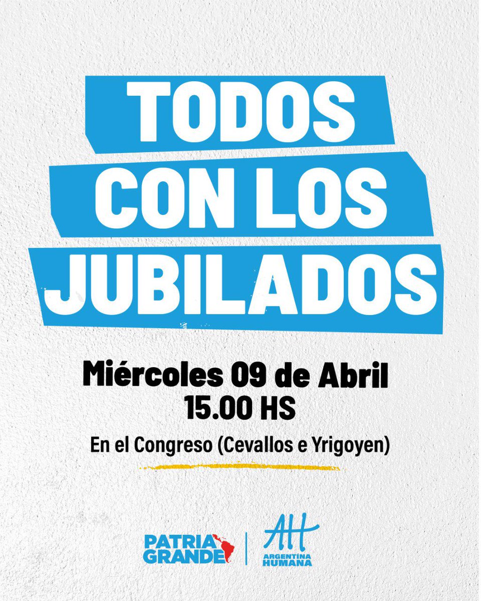 JuanGrabois's tweet photo. Todos los miércoles, aplicando la táctica de economía de fuerza que nos enseñó el General, hay grupos rotativos de Argentina Humana acompañando a los jubilados. Hoy junto al movimiento de los trabajadores argentinos, que integra a laburantes del sector público, privado y popular, sindicalmente organizados, en la previa a la Huelga General, convocamos a toda nuestra militancia en Cevallos e Yrigoyen; ahí, luchando junto a los que sufren las consecuencias de la miseria planificada, es dónde hay que estar. Todo lo demás es humo.