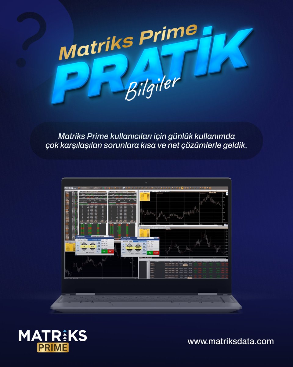 “Simülasyon niye tutmadı?”🤷‍♂️
“Grafiği kaydetmemişim, yine silinmiş…”🫠
“Portföyümdeki veriler niye eksik görünüyor?”📉

#MatriksPrime kullanıcıları için günlük kullanımda çok karşılaşılan sorunlara kısa ve net çözümlerle geldik.

İlk konuyla hemen başlıyoruz.👇

🎯 Bizi takip