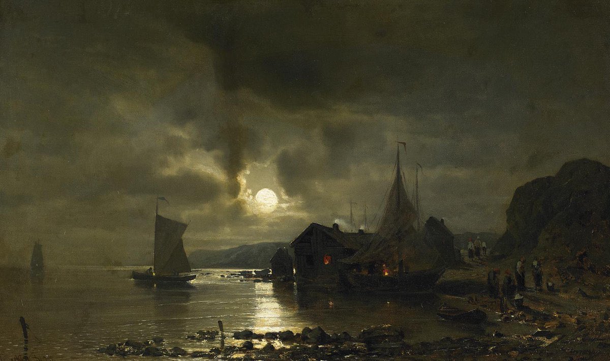 Full Moon Over the Coastline (1875), by Sophus Jacobsen