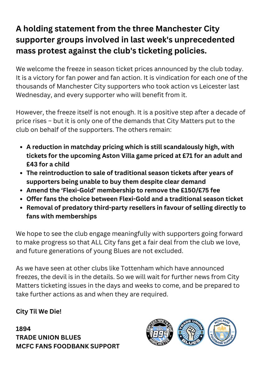 MCFC Fans Foodbank Support tweet media