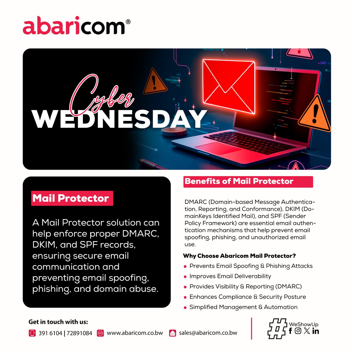 MailProtector keeps your communication safe from phishing, malware and spam so your team can focus on what matters.

#CyberSecurityAwareness
#WeShowUp