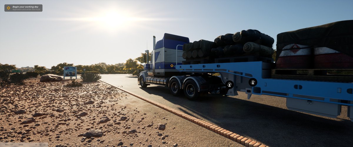 A new workday begins! Time to get in the truck.