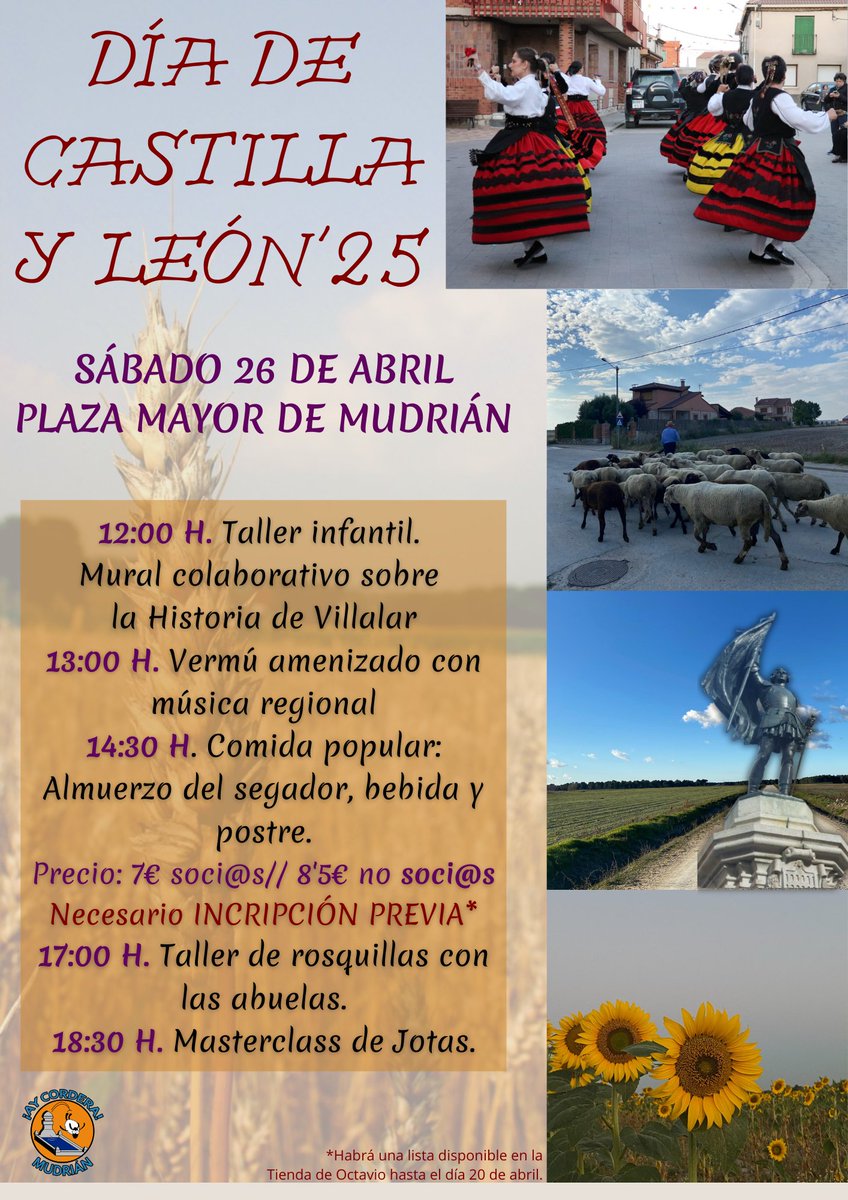 ay_cordera's tweet photo. Aprovechamos esta oportunidad y os invitamos a tod@s a venir a Mudrián.
Es necesario reivindicar con orgullo nuestras raíces y nuestra cultura.
Castilla tiene mucho futuro por delante, merece ser honrada y visibilizada.
Esperamos veros allí 😉💜🌾 https://t.co/fGn4FX8Syf
