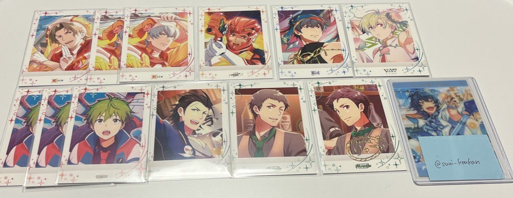 suui__koukan's tweet photo. アイドルマスター SideM ぱしゃこれ 第8弾 交換 ノーマル 箔押し

譲▶︎N 次郎 道夫2 輝 恭�� 百々人 隼人3 玄武 誠司
　   箔 龍

求▶︎N 享介>悠介(1枚)
　   箔 享介

✧纏めての方優先
✧都内手渡し◎
検索からでもお気軽にお声かけください🙇🏻‍♀️
箔押し享介決まるまでお返事にお時間かかります。 https://t.co/exmXnc7C2g