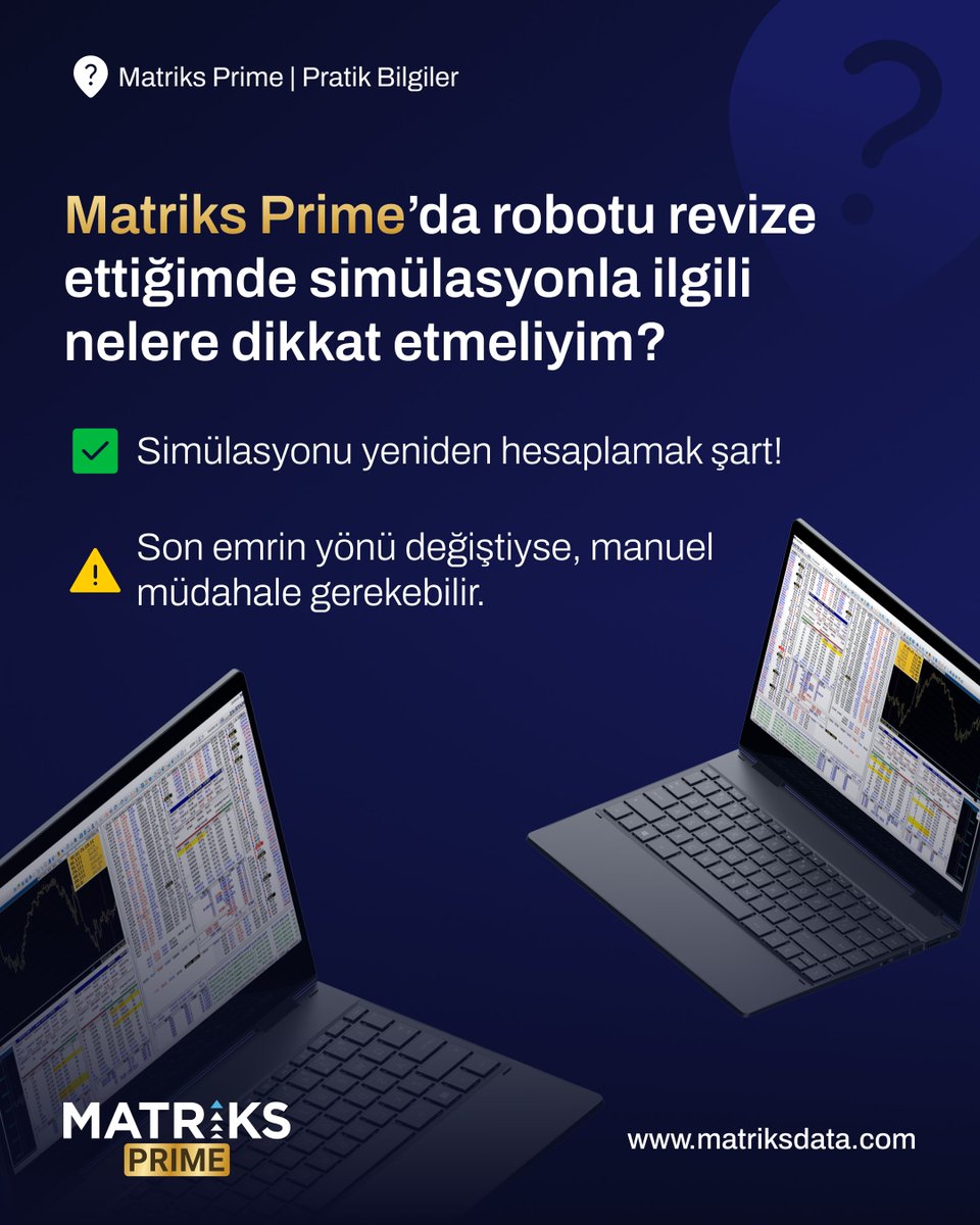 🤖 "Robotu revize ettim ama sinyal doğru mu?”
Matriks Prime kullanıcılarının sık yaşadığı bu durumu sizin için netleştirdik!

🧠 Sistemde çok sayıda robotunuz varsa ve bu robotlarda formül değişiklikleri yapıyorsanız, “KHN/Sistem Ayarları > Sistemi Düzenle” yolunu izleyip, yeni