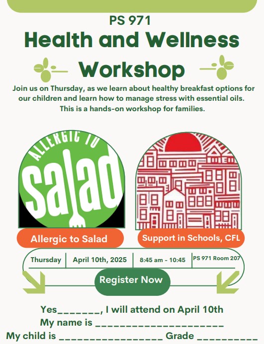 PS971's tweet photo. Health & Wellness Workshop Alert! ๐ข Learn how to manage stress with essential oils in a hands-on session for families. Join us Thursday, April 10th at 8:45-10:45 AM. More details to come! #FamilyWorkshop #HealthAndWellnessNYC #PS971
@pretto_david
@20_doe
@District20PreK https://t.co/q32wjPG1BB