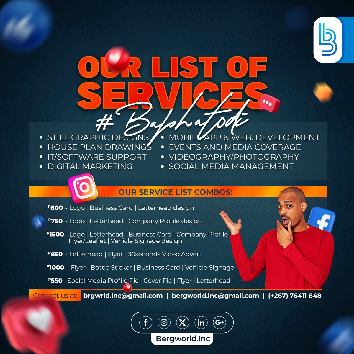 BergworldInc's tweet image. Good day, folks.🫶🫶 This will be our price list henceforth, do share it with your friends &amp;amp; colleagues:

#SupportLocalBW
#GraphicDesignServices
#PushaBW
#HousePlanServices