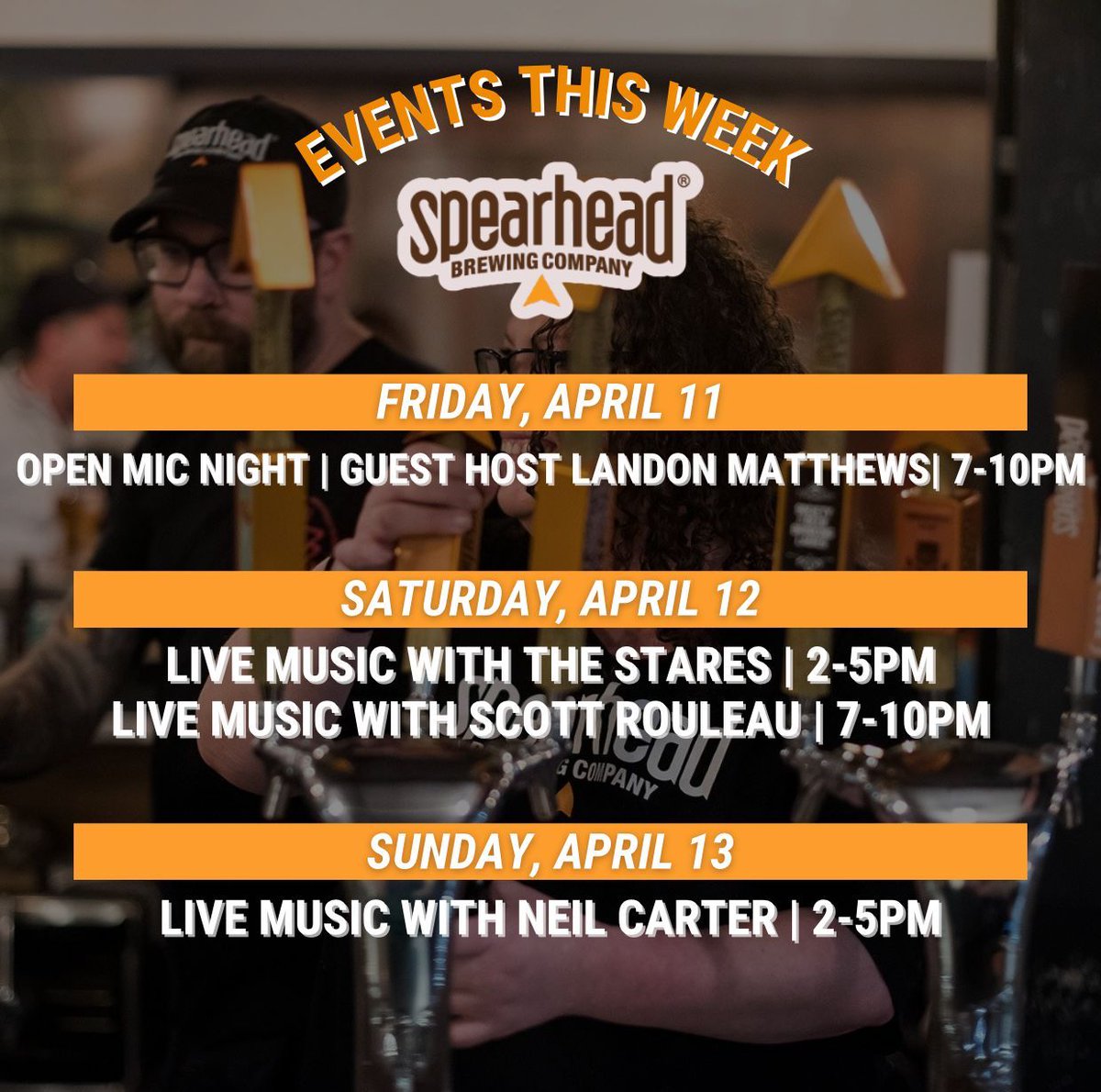 Here's what's going on this weekend at Spearhead. Come over and check it out