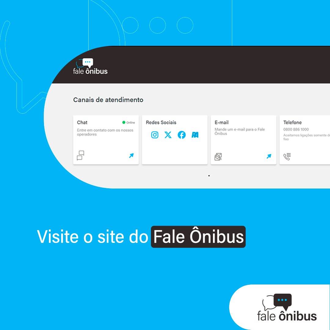 Já conhece o nosso site faleonibus.com.br? 
Acesse agora mesmo e conheça todos os nossos canais de atendimento, se preferir nos chame aqui no direct ou pelo WhatsApp (021)  97304-0532. 
Será um prazer te atender.🚌💙