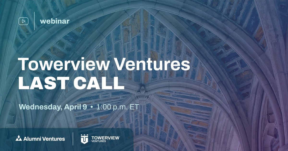 Join Managing Partner Greg Baker for a final overview of Towerview Ventures' strategy, portfolio highlights, and why this is the time to act. Don’t miss the chance to hear directly from the team before the deadline approaches: av-funds.com/43ILZhH.