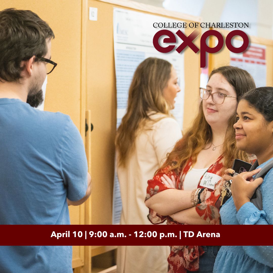 cofcurca's tweet photo. CofC EXPO is just one day away! Come celebrate the research, scholarship, creative inquiry and community service of CofC students!  9 a.m. to noon in TD Arena (301 Meeting Street). More details available at https://t.co/dxQeuXVZzu https://t.co/ZUD4D1Bczl