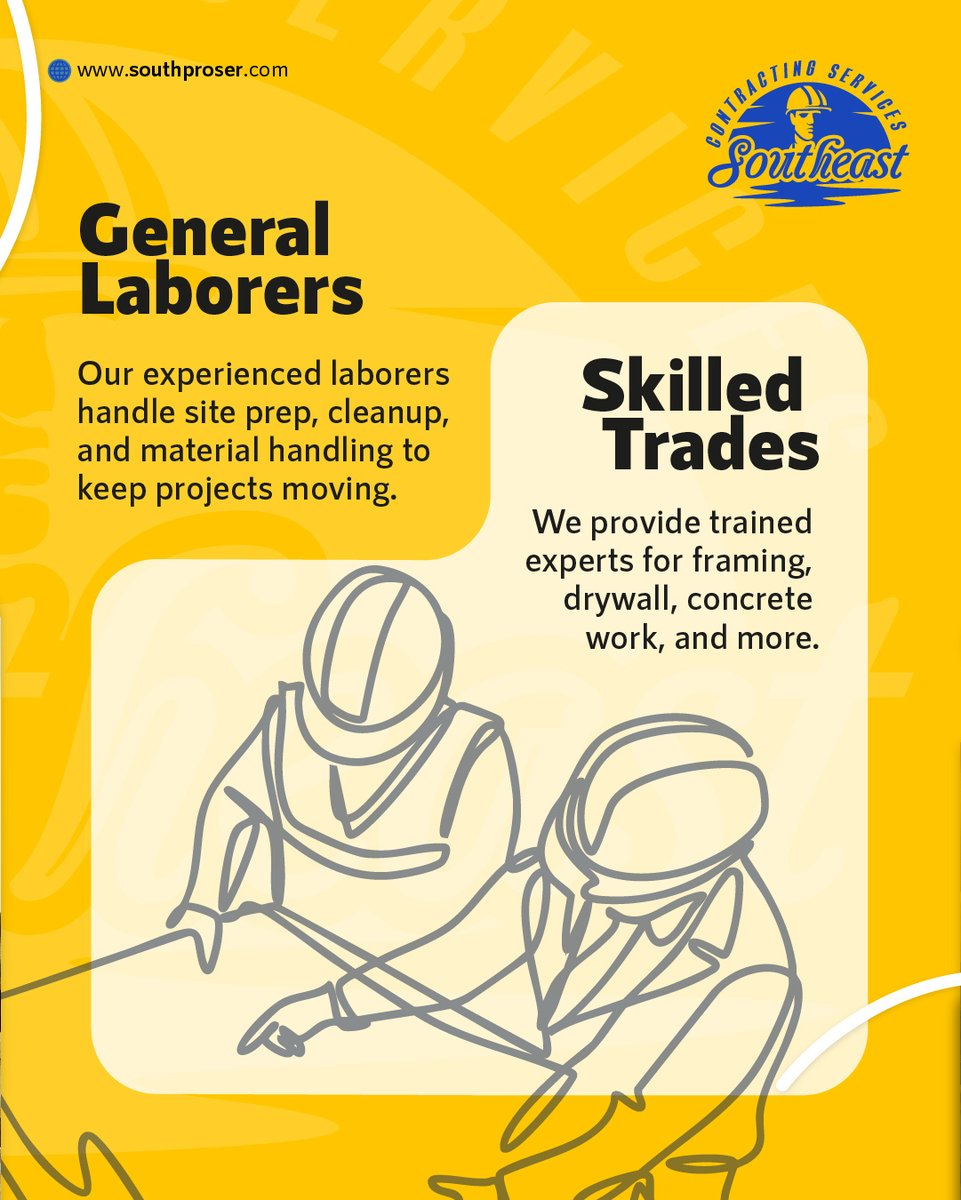 SoutheastCoSer's tweet image. Building Better with Southeast 🏗️

Whether you're managing a small build or a major development, Southeast provides skilled workers to get the job done right.

Visit: hubs.ly/Q03gvzv90 

#OSHACompliant #ContractorSupport #Brownsville #Austin #Houston #Texas