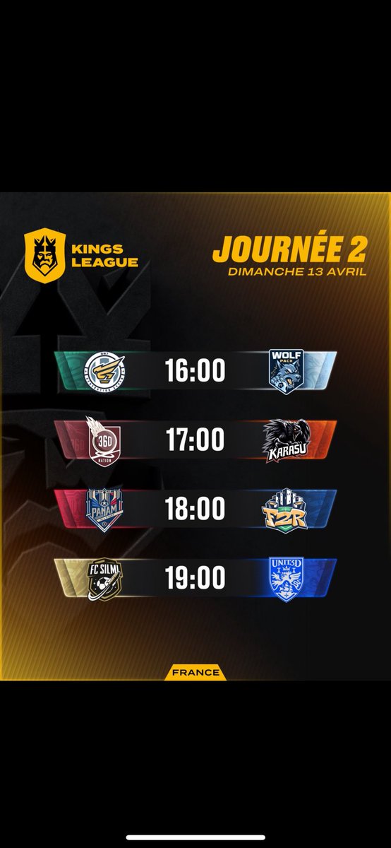 Wolf_Pack_FC's tweet photo. 📅 PROGRAMMATION JOURNÉE 2

Ce week-end, Wolf Pack FC affronte Génération 7 !
Défaite 7-3 pour eux en J1, ils sont 7e… juste derrière nous. Un duel qui s’annonce bouillant ! 🔥🐺

📺 À suivre en live sur Twitch (AdilRami23) ou M6+
#WolfPackFC #KingsLeagueFR #Journée2 https://t.co/ZutH3M1Eic