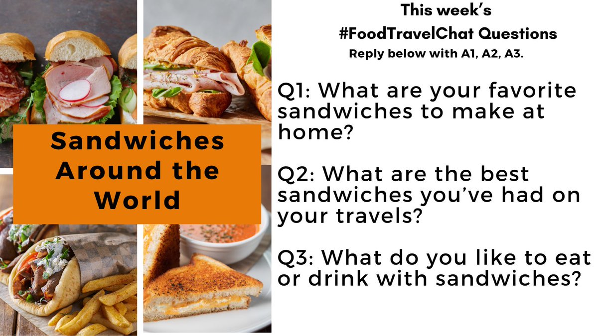 Our Tasty Travels (@ourtastytravels) on Twitter photo There’s a world of sandwiches out there! Let’s #FoodTravelChat about some of them. Reply to questions w/ “Quote"+#FoodTravelChat so we see it.
Follow host <a href="/carollivestoeat/">Carol Vu</a>, @adventuringgal <a href="/ChrisPappinMCC/">Christine & Gary Pappin Dream Vacations</a>, <a href="/ourtastytravels/">Our Tasty Travels</a> & on Bluesky/Instagram @real_food_traveler There’s a world of sandwiches out there! Let’s #FoodTravelChat about some of them. Reply to questions w/ “Quote"+#FoodTravelChat so we see it.
Follow host <a href="/carollivestoeat/">Carol Vu</a>, @adventuringgal <a href="/ChrisPappinMCC/">Christine & Gary Pappin Dream Vacations</a>, <a href="/ourtastytravels/">Our Tasty Travels</a> & on Bluesky/Instagram @real_food_traveler