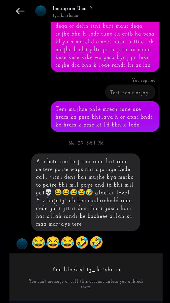 thelooser47's tweet photo. @PuneCity Police A person borrowed ₹5000 from my friend and when he asked it back, he abused my friend, threatened to rape his mother, and made hateful remarks against our religion, Islam. 7841903702 his number

Name- Krishna

Address - Pune

@Mumbai Police https://t.co/euBDCffyWv