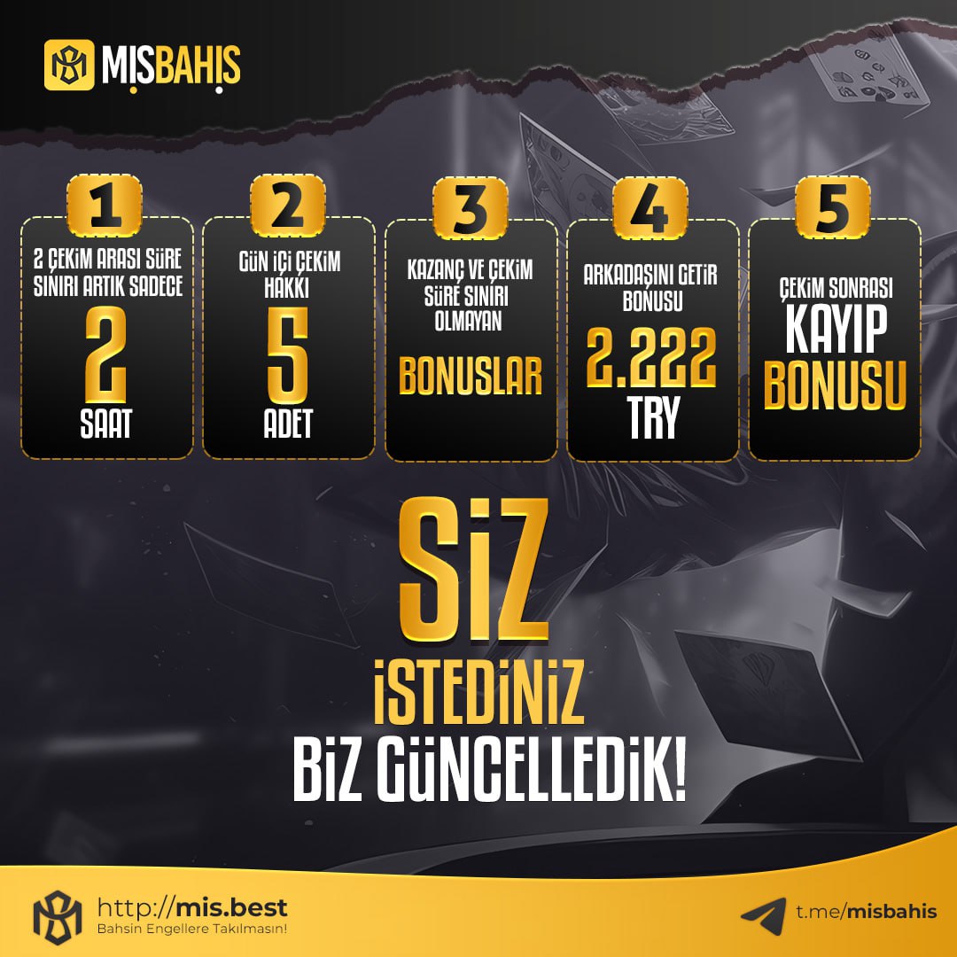 misbahisguncel's tweet photo. MİSBAHİS Siz İstediniz Biz Yaptık !

1️⃣ İki Çekim Arası Süre Sınırı Artık Sadece 2️⃣ Saat !

2️⃣ Gün içi Çekim Hakkı 5️⃣ Adet !

3️⃣ Kazanç ve Çekim Süre Sınırı Olmayan Bonuslar  !

4️⃣ Arkadaşını Getir Bonusu  2️⃣2️⃣2️⃣2️⃣ TL !

5️⃣Çekim Sonrası KAYIP Bonusu !

🔔Hemen Gir ve Oyna ! https://t.co/imdUWoPrjk