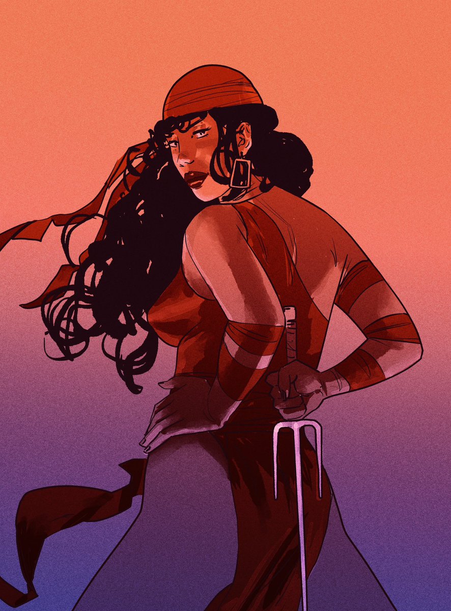 havent posted here in a while so heres an #elektra warmup sketch to get the blood moving! #Comics #comicbooks #daredevil