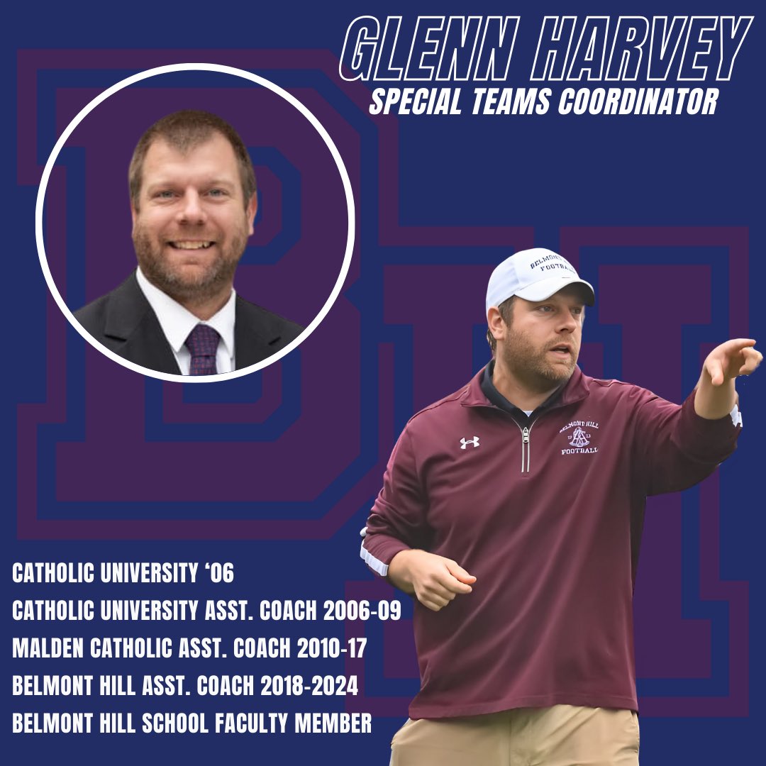 BelmontHillFB's tweet photo. Staff Update: Linebackers Coach Glenn Harvey will add the title of Special Teams Coordinator. https://t.co/Z9jW4xHHLO