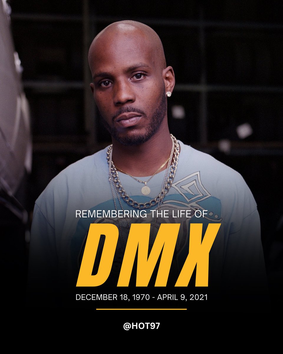 HOT97's tweet photo. Today we remember the life of #DMX who passed away 4 years ago.  Our thoughts and prayers continue to be with his family and loved ones! 🙏🕊️ #RIPDMX https://t.co/7KjyPHb3uJ