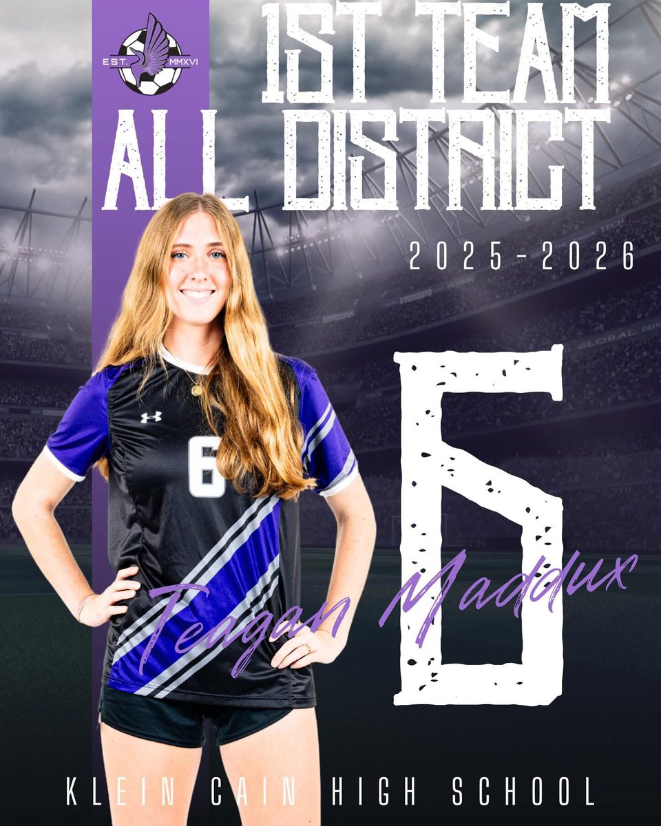 Congratulations to junior Teagan Maddux on being named 1st Team All-District! #bleedpurple #reigncain