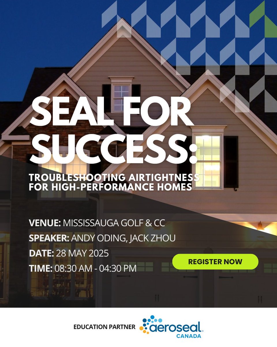 On May 28, join Andy Oding and Jack Zhou for a hands-on Airtightness Workshop that goes beyond theory. You’ll start in the classroom, then gear up and head out to a real construction site.

🔗 Ready to find (and fix) what others miss? Register now. hubs.li/Q03gxKSv0