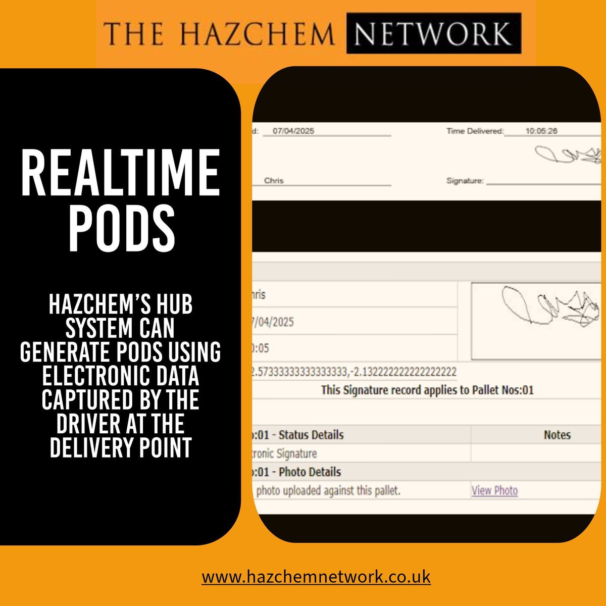 The Hazchem Network (@hazchemnetwork) on Twitter photo Realtime PODs, GPS and photo on delivery.
Can your current transport supplier offer this?
π β 07514 950368
π© β laura@hazmail.co.uk
πΈοΈ - buff.ly/cECp0qM
#Hazchem #ADR #chemicals #dangerousgoods #logistics #transport #network #freight #haulage #pallets #PODs #GPS Realtime PODs, GPS and photo on delivery.
Can your current transport supplier offer this?
π β 07514 950368
π© β laura@hazmail.co.uk
πΈοΈ - buff.ly/cECp0qM
#Hazchem #ADR #chemicals #dangerousgoods #logistics #transport #network #freight #haulage #pallets #PODs #GPS