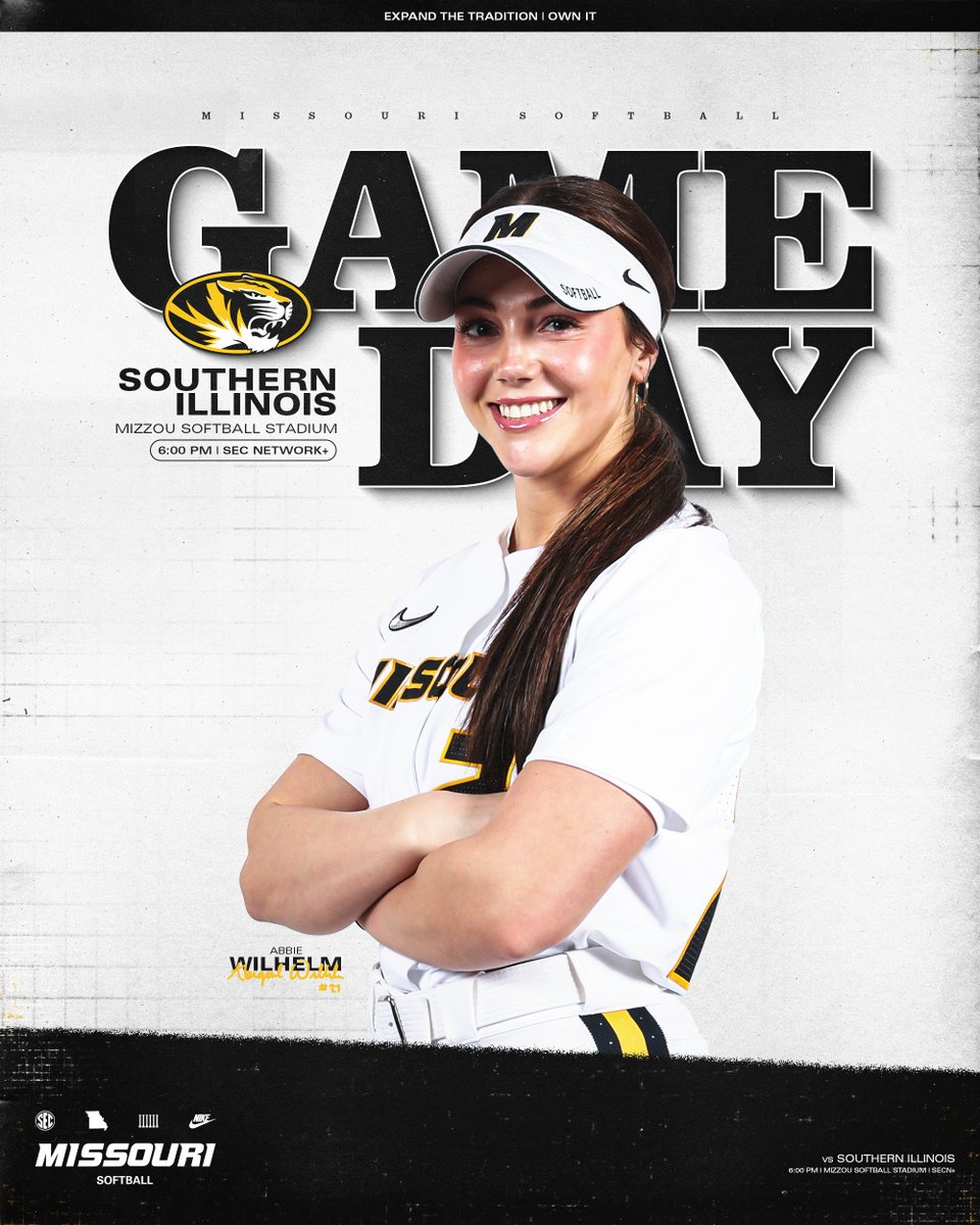 Wicked Wednesday Midweek!!! 

🆚 Southern Illinois
🕕 6 p.m., CT
🏟️ Mizzou Softball Stadium
📍 Columbia, Mo.

💻 SEC Network+
🔗 linktr.ee/MizzouSoftball
🎟️ mutigers.com/sbtix

#OwnIt #MIZ 🐯🥎 | <a href="/AbigailWilhel12/">Abigail Wilhelm</a>