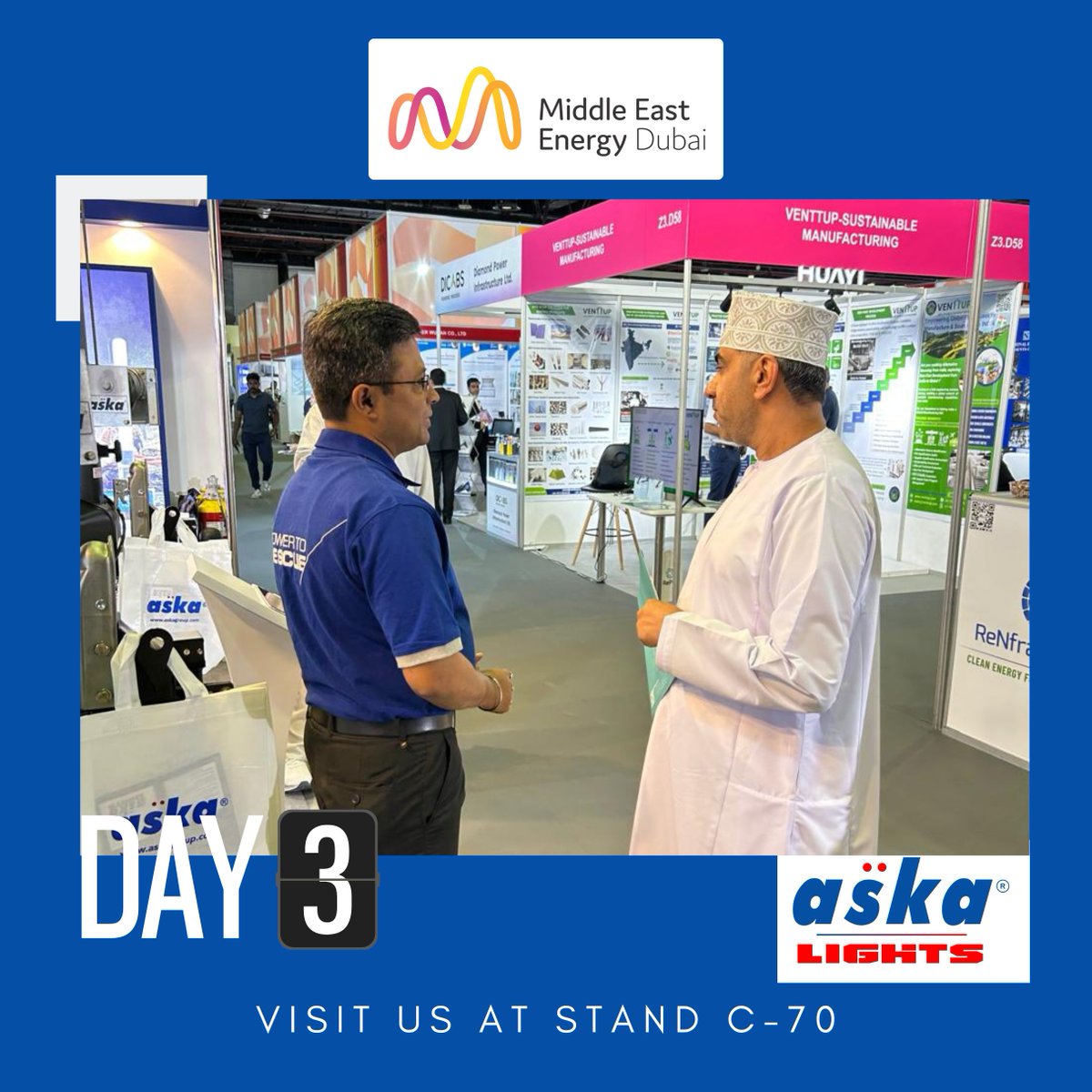askagroup_'s tweet photo. 🌟 Day 3 at Middle East Energy – The Global Energy Event! 🌍⚡

And the Energy Is Unstoppable ⚡

✨ Don’t Miss to see us Stand C-70!

@IndembAbuDhabi @UAEembassyIndia 

 #AskaLights #MiddleEastEnergy2025 #DubaiExpo #MiddleEastEnergy #DWTC #Dubai #EnergyEvent #MEE2025 https://t.co/191LtTWT7z