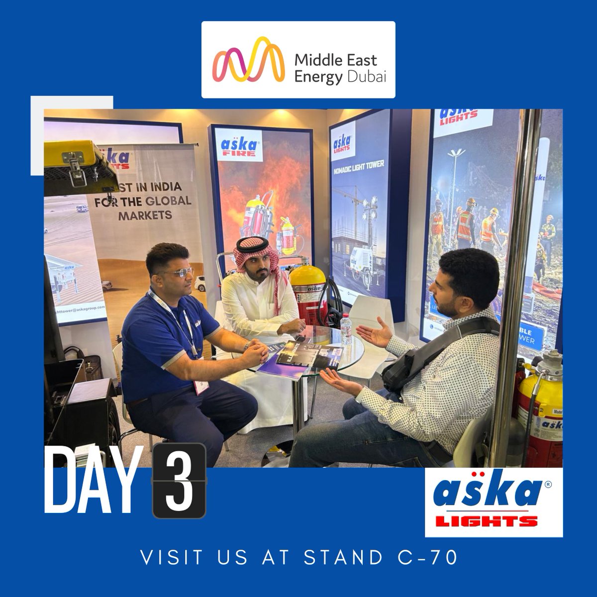 askagroup_'s tweet photo. 🌟 Day 3 at Middle East Energy – The Global Energy Event! 🌍⚡

And the Energy Is Unstoppable ⚡

✨ Don’t Miss to see us Stand C-70!

@IndembAbuDhabi @UAEembassyIndia 

 #AskaLights #MiddleEastEnergy2025 #DubaiExpo #MiddleEastEnergy #DWTC #Dubai #EnergyEvent #MEE2025 https://t.co/191LtTWT7z