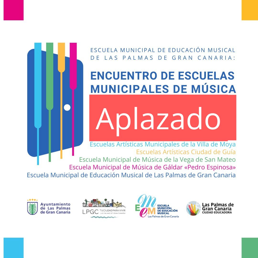 aytolpgc's tweet photo. 📢 🎻¡Atención!

🌧️El Encuentro de Escuelas Municipales de Música, previsto para este jueves en el Auditorio José Antonio Ramos, se pospone debido a la borrasca 'Olivier

🗓️La reprogramación del encuentro se anunciará en próximas fechas https://t.co/jenivDXrOf