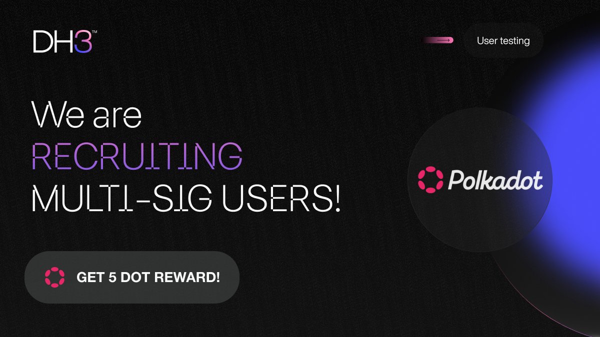 diegotrefny's tweet photo. Calling all @Polkadot  multi-sig users!
@dh3_tm is conducting a user testing session and interview to improve multi-sig experiences!

-> Get rewarded with 5 DOT for your time and insights!
-> Drop an “I’M IN” in the comments, and we’ll reach out with next steps! https://t.co/bDkRw9UrdH