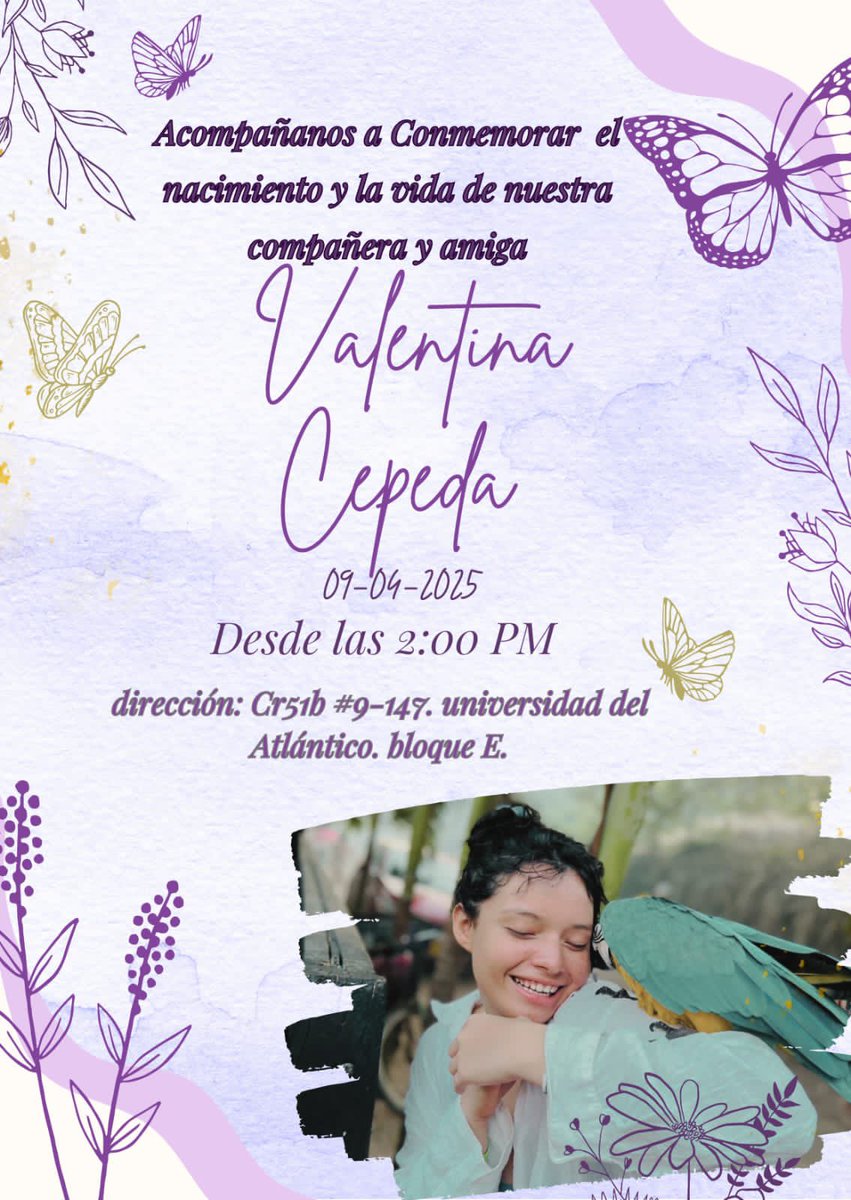 conmemoración por Valentina Cepeda, víctima de feminicidio en el Atlántico.

9 y 10 de abril para no olvidar.