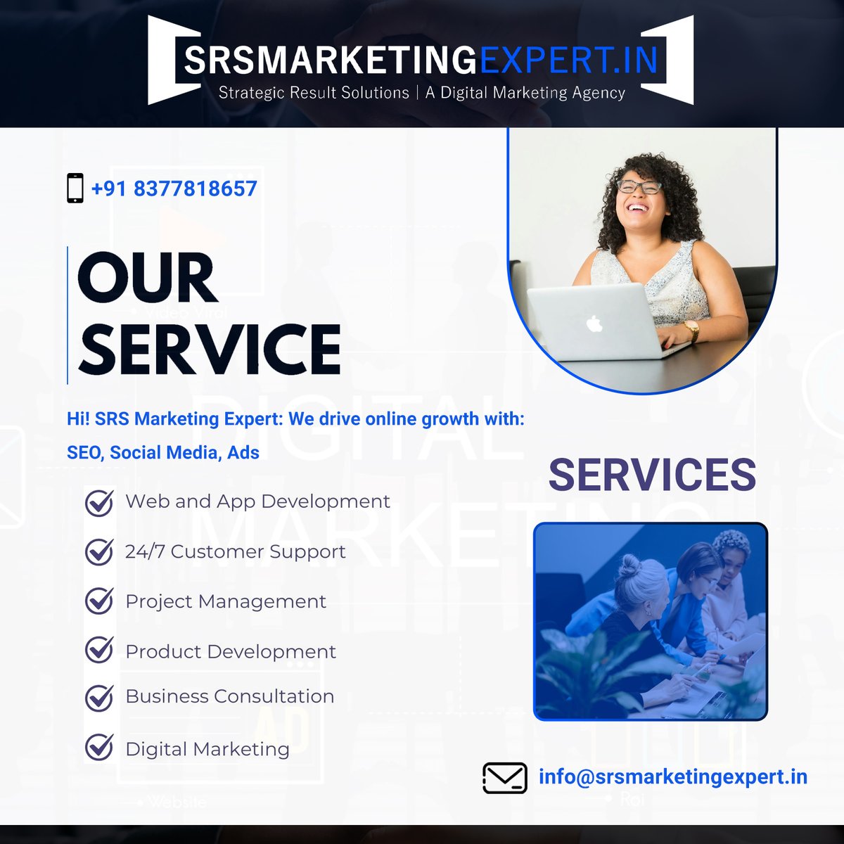 srsmexpert's tweet photo. Hi..!
Scale Up your digital business..!
SEO, Social Media, Ads,
Digital Marketing (SEO, SMM, Ads)
Web/App Development
Design &amp; Branding
Call: 8377818657 
Visit: https://t.co/skype1mw4E

#digitalmarketing #marketing #socialmediamarketing #seo #smm #ppc #contentmarketing https://t.co/Z3o0unNxXY