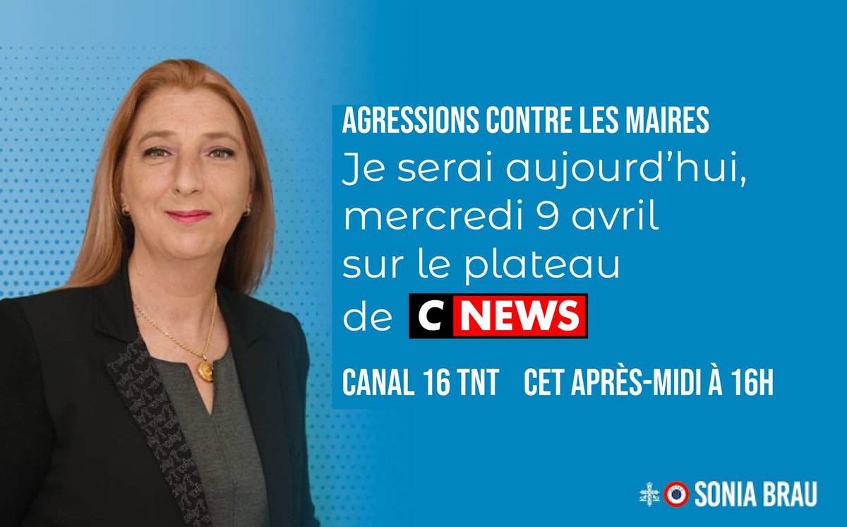 StCyrAuCoeur's tweet photo. @brau_sonia, Maire de @Saintcyrlecole, sera sur @CNEWS cet après-midi, Mercredi 9 avril, à 16 heures pour s'exprimer sur les violences de plus en plus fréquentes à l'attention des élus locaux.
Rendez-vous sur le Canal 16 de la TNT. https://t.co/nXGqQ0PHHG