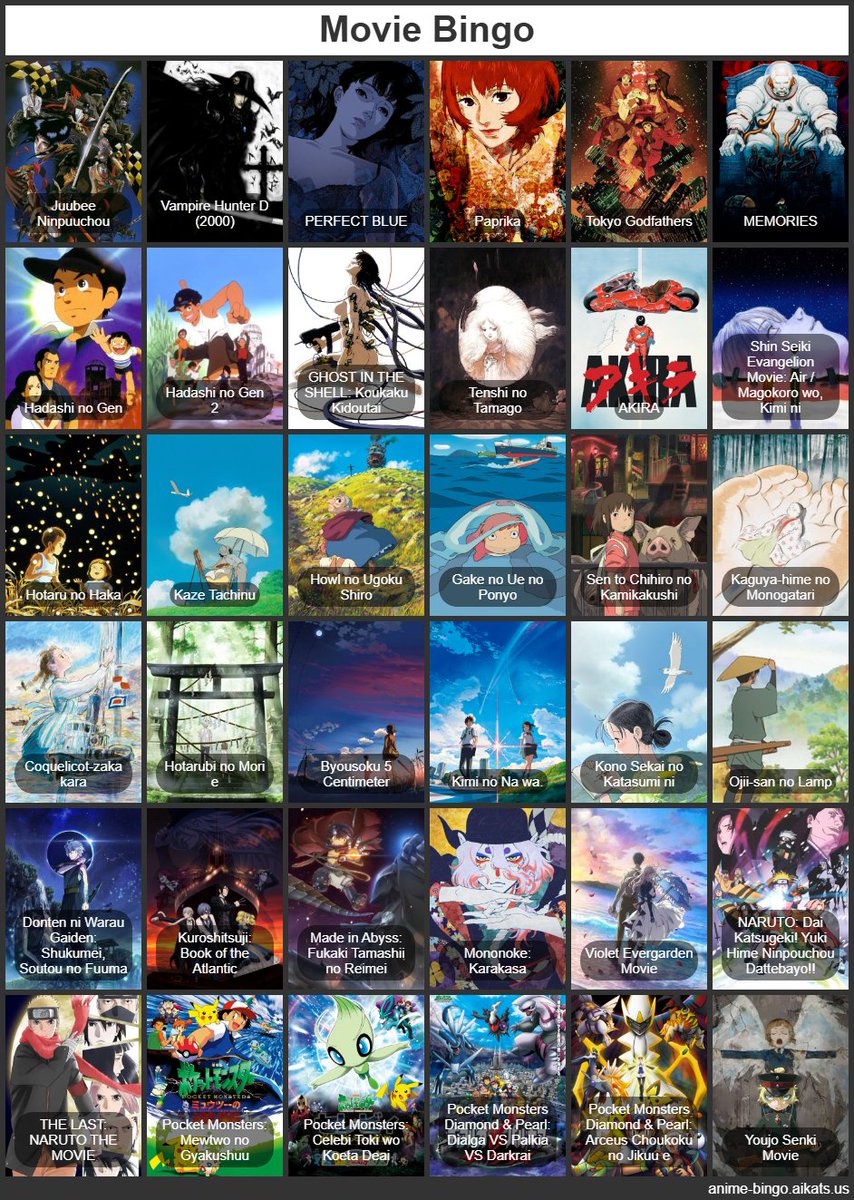 Orochincau's tweet photo. Here we go, my Animu Bingo! https://t.co/t0IPmkj4F1